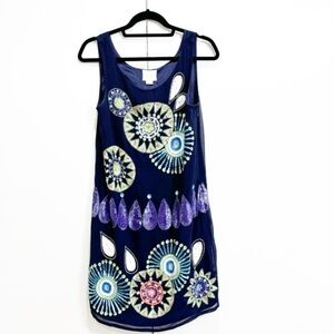 Anthropologie Maeve Navy Sleeveless Sequins Dress Size Small